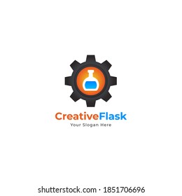 Flask logo for Laboratory, chemistry, chemical research laboratory, science, biotechnology logo design concepts.