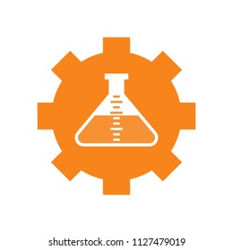 flask logo. laboratory icon. chemical symbol. vector eps 08.