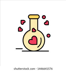 Flask, Love, Heart, Wedding  Flat Color Icon. Vector icon banner Template