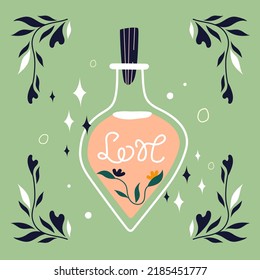 Flask with a love potion
Magic Illustration. Witchcraft.