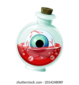 Flasche mit Zaubertrank, Auge und Blut für Spiele.