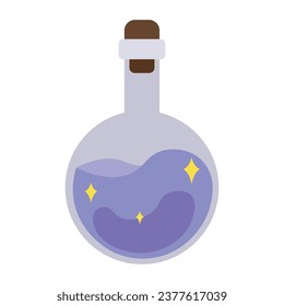 Flask of magic potion on white background