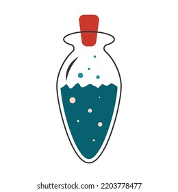 Flask with magic potion simple illustration. vector illustration