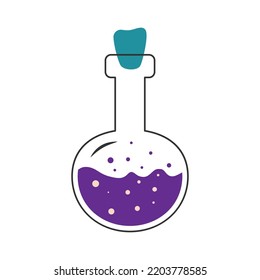 Flask with magic potion simple illustration. vector illustration