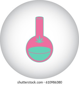 Flask with marijuana symbol simple flat icon on background