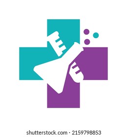 Flask With A Medical Cross health Logo Icon Illustration Brand Identity