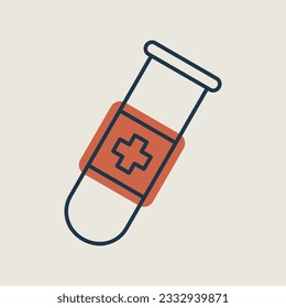 Flask with medical cross isolated vector icon. Medicine and healthcare, medical support sign. Graph symbol for medical web site and apps design, logo, app, UI
