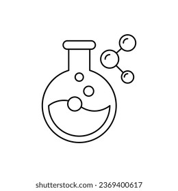 Flask and molecule structure icon design. Chemistry Vector Line Icon. isolated on white background. vector illustration