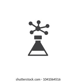 Flask and molecule structure vector icon. filled flat sign for mobile concept and web design. Laboratory test simple solid icon. Symbol, logo illustration. Pixel perfect vector graphics