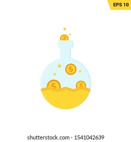 Flask with money icon in flat style, with colorful and eps 10