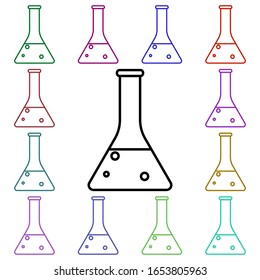 Flask multi color style icon. Simple thin line, outline vector of education icons for ui and ux, website or mobile application