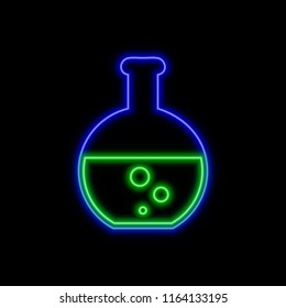 Flask neon sign. Bright glowing symbol on a black background. Neon style icon. 