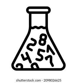 flask with numbers line icon vector. flask with numbers sign. isolated contour symbol black illustration
