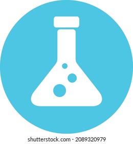 Flask on a blue round background
