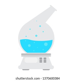 Flask on a digital balance. Laboratory instruments. Vector illustration design