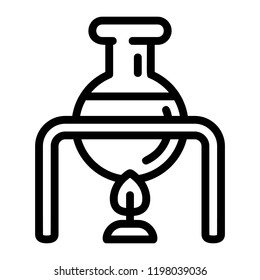 Flask on fire icon. Outline flask on fire vector icon for web design isolated on white background