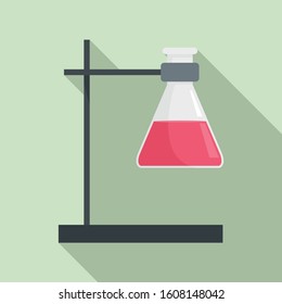 Flask on metal stand icon. Flat illustration of flask on metal stand vector icon for web design