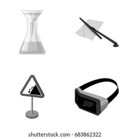 Flask, parking fee and other monochrome icon in cartoon style.traffic sign, 3D glasses icons in set collection.