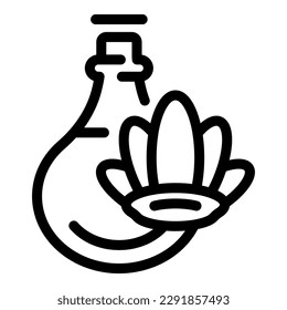 Vector de contorno de icono de flask perfume spa. Una manta de toalla. Doblado textil