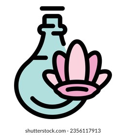 Flask perfume spa icon outline vector. Towel blanket. Textile folded color flat