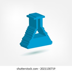 flask pixel symbol sign vector logo isolated 3d
