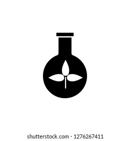 flask with plant, eco icon vector illustration eps10. Vector icon