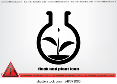 flask with plant, eco icon vector illustration eps10