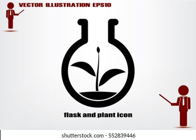 flask with plant, eco icon vector illustration eps10