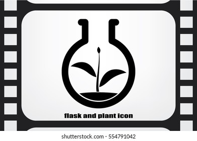 flask with plant, eco icon vector illustration eps10.