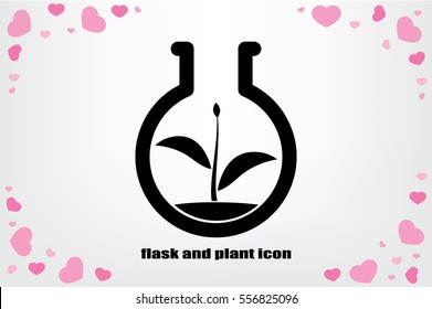 flask with plant, eco icon vector illustration eps10