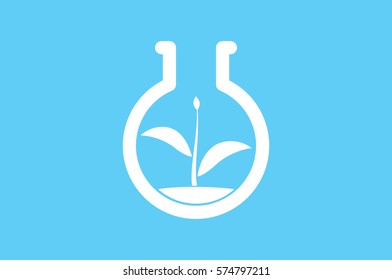 flask with plant, eco icon vector illustration.