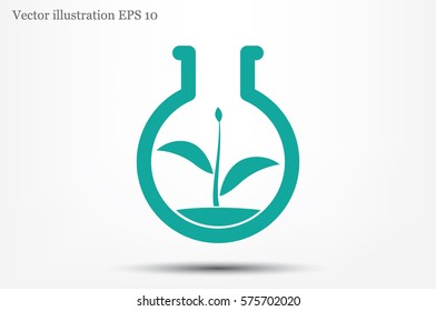 flask with plant, eco icon vector illustration 