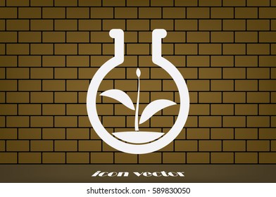flask with plant, eco icon vector illustration eps10