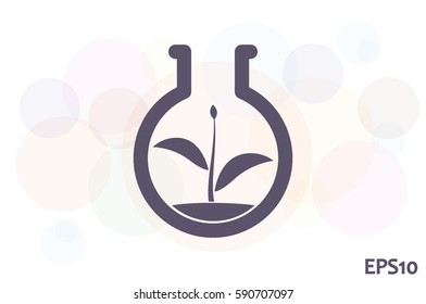 flask with plant, eco icon vector illustration.