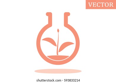 flask with plant, eco icon vector illustration.