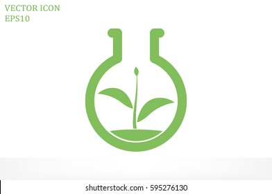 flask with plant, eco icon vector illustration.