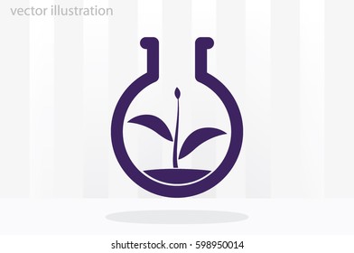 flask with plant, eco icon vector illustration eps10