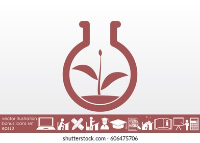 flask with plant, eco icon vector illustration eps10