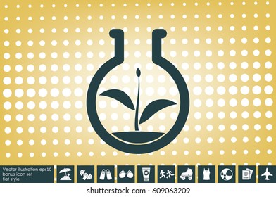 flask with plant, eco icon vector illustration eps10