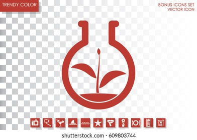 flask with plant, eco icon vector illustration eps10
