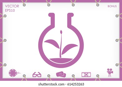 flask with plant, eco icon vector illustration eps10