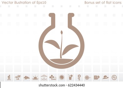 flask with plant, eco icon vector illustration eps10