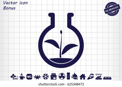 flask with plant, eco icon vector illustration eps10