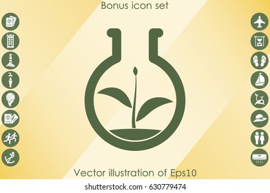 flask with plant, eco icon vector illustration eps10
