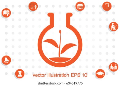flask with plant, eco icon vector illustration eps10