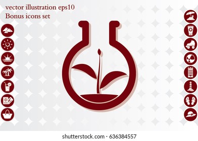flask with plant, eco icon vector illustration eps10