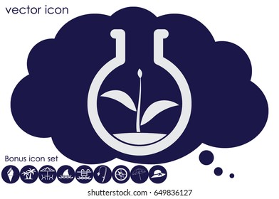flask with plant, eco icon vector illustration eps10