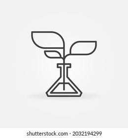 Flask with Plant linear vector Growing Plants concept icon or logo element