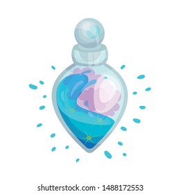 Flask with a pointed bottom. Vector illustration on a white background.