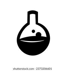Flask with potion on white background